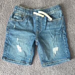 Blue Denim Shorts with Drawstring